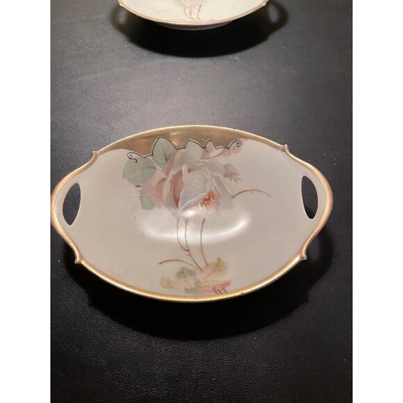 Bavarian China Two Handled Porcelain Rose Dishes - Picture 3 of 6